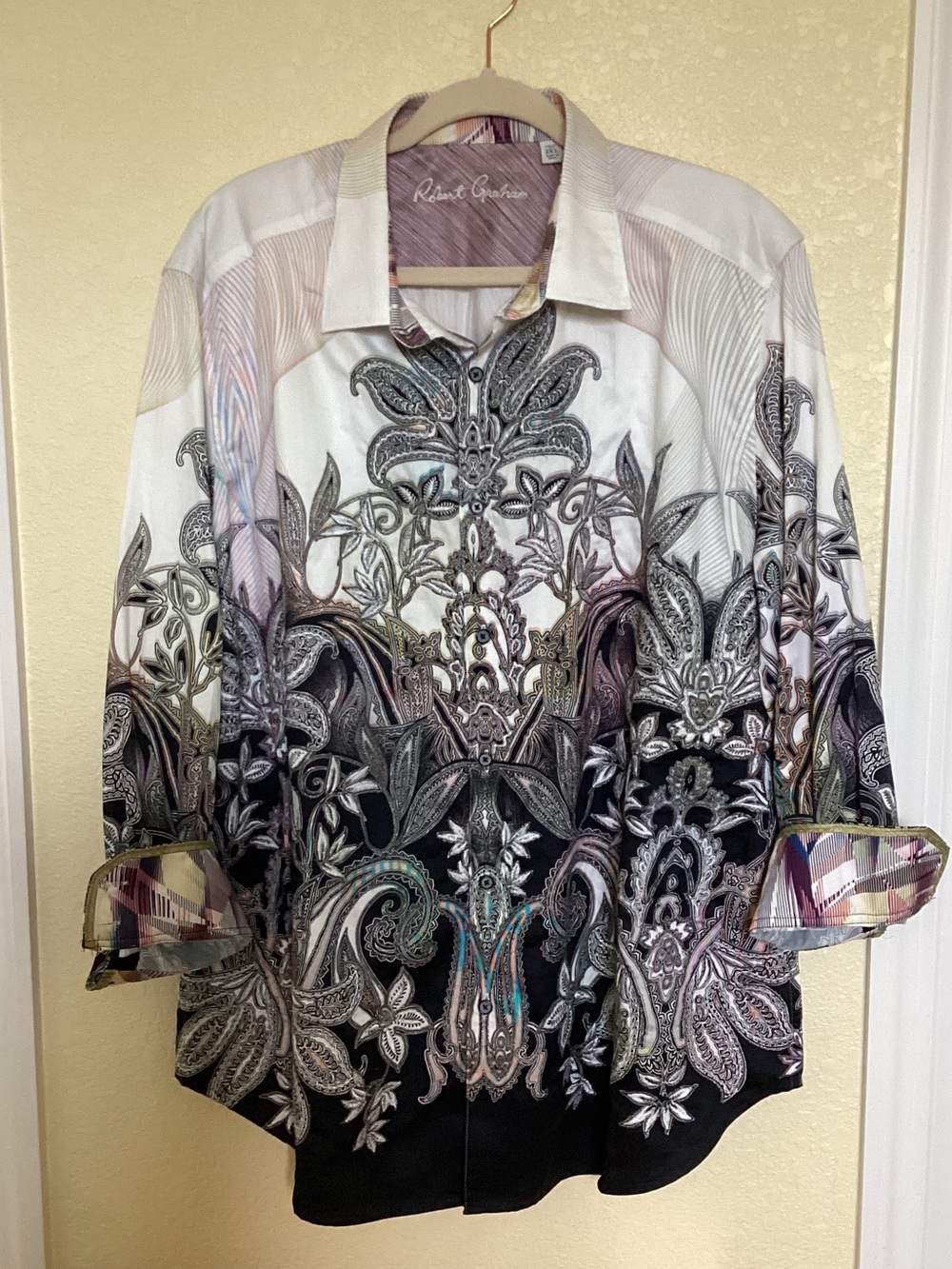 Robert Graham White Shirt with Multicolor Trim